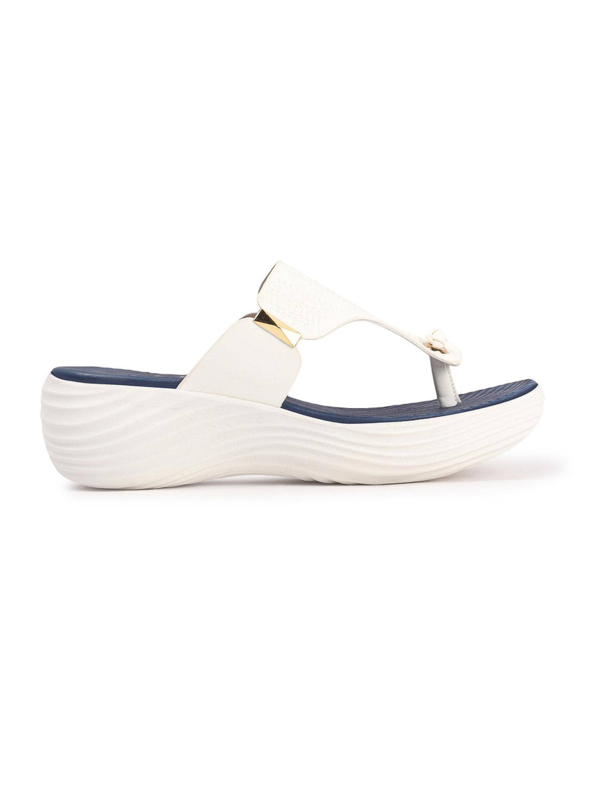 White Slip On Round Toe Women Sandals | SD89 - view 5
