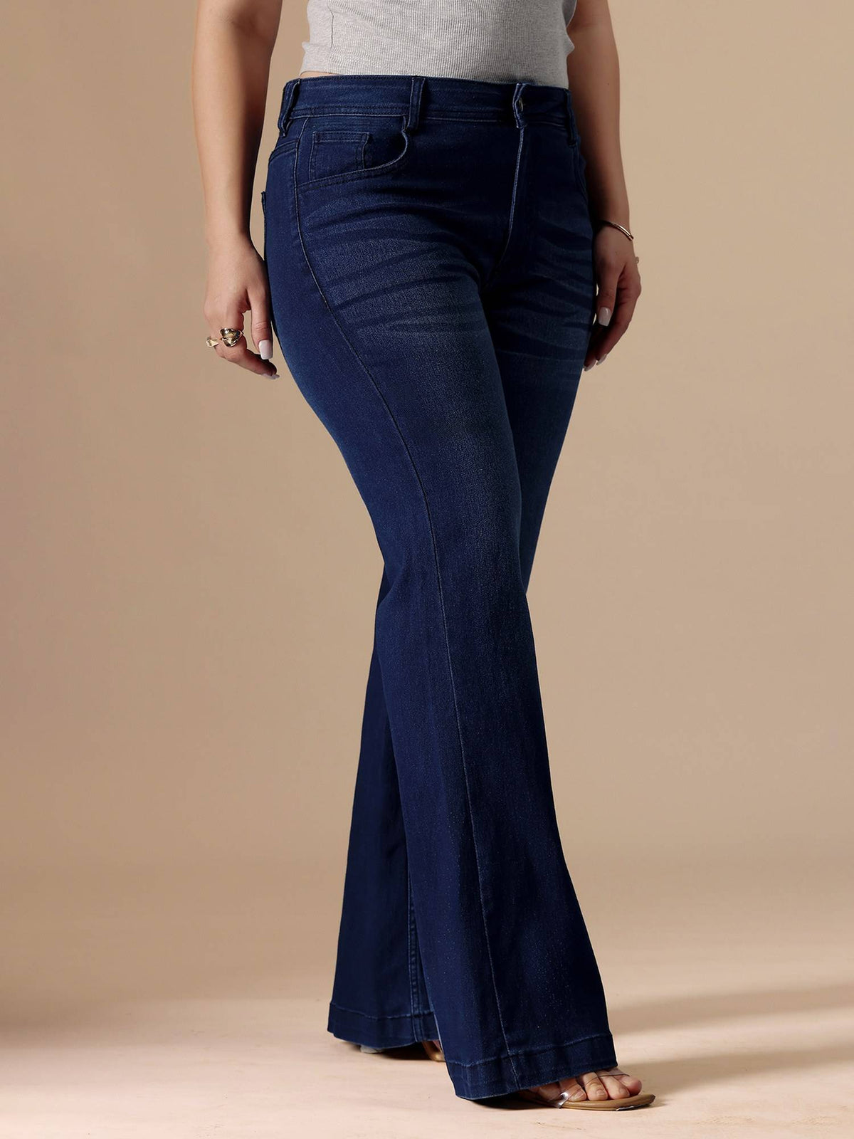 A+ Curve Collection Plus Size Women Navy Blue Stretchable Bootcut Jeans | BT10 - view 4