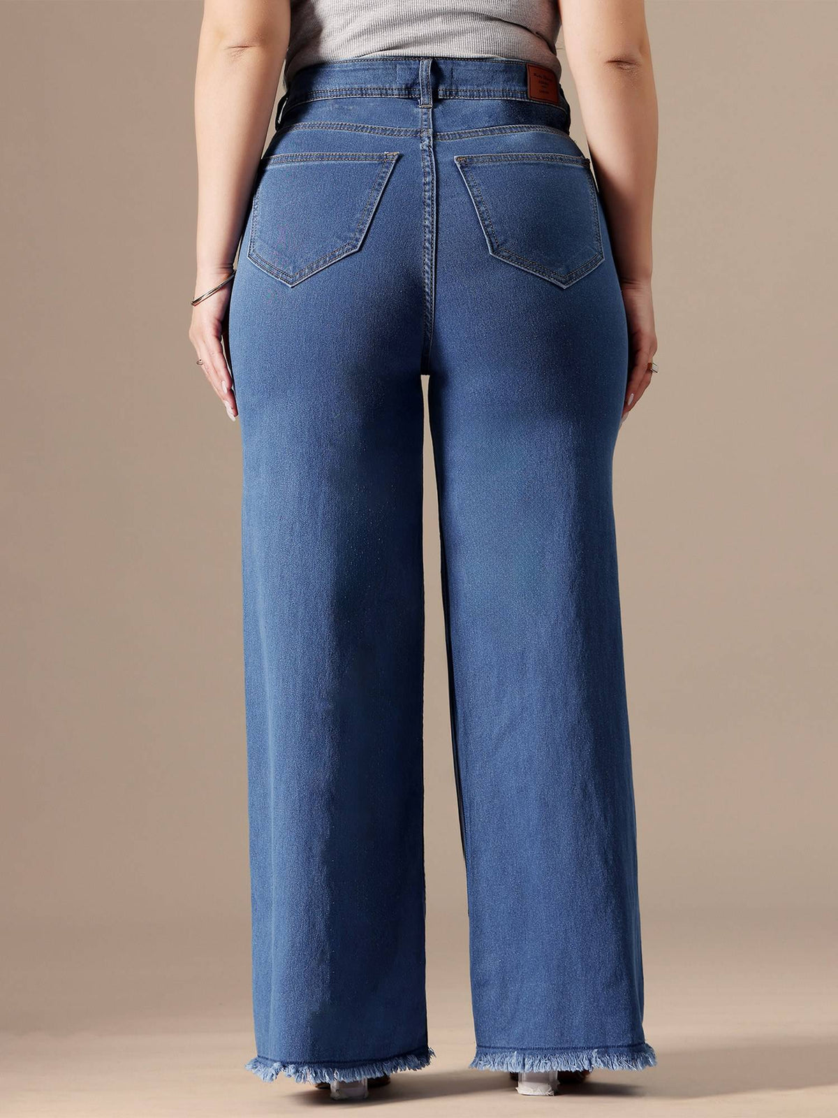 A+ Curve Collection Plus Size Women Light Blue Wide-Leg Denim Jeans | BG78 - view 4