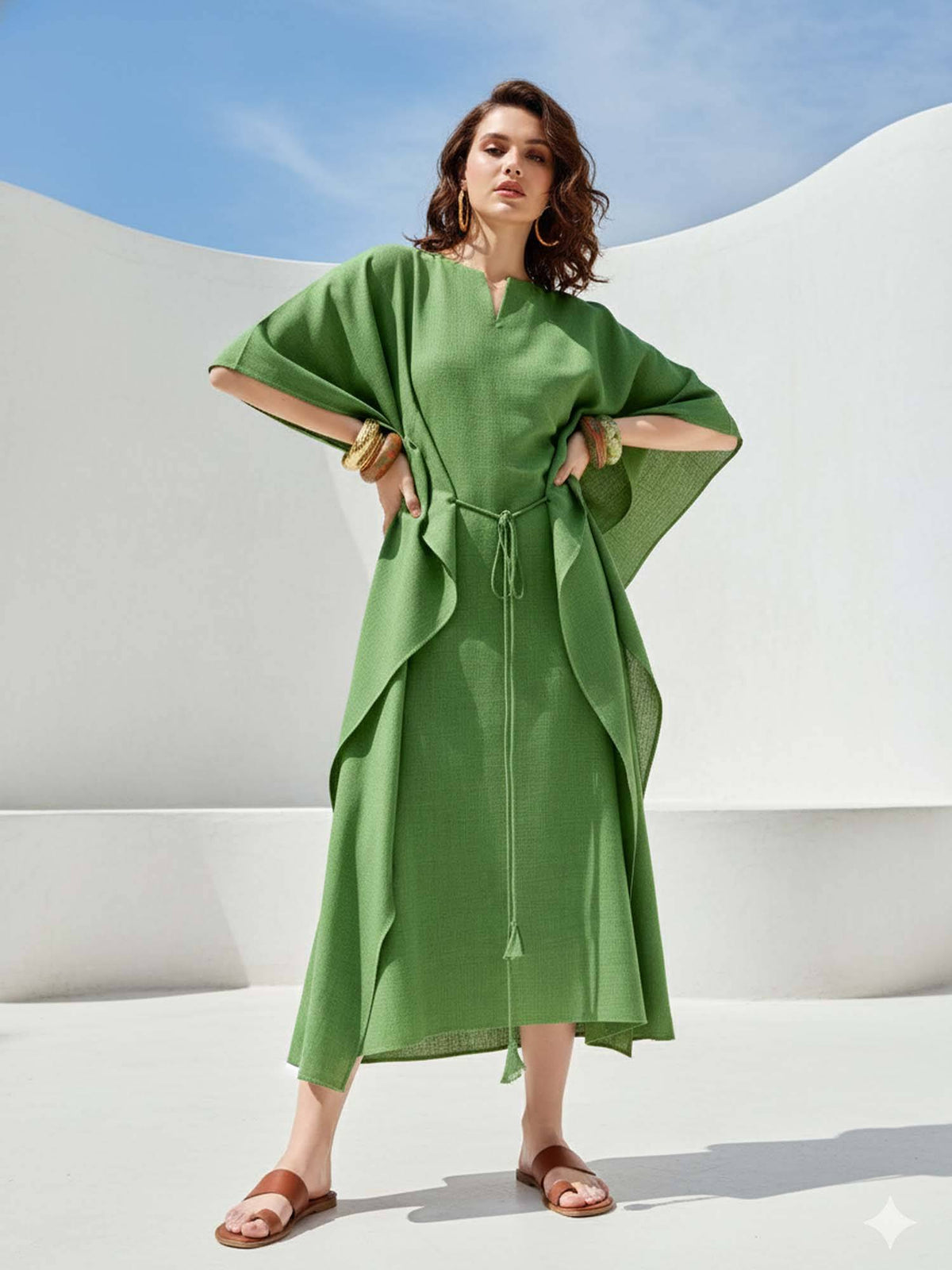 Women Solid Yellow Tie Ups Midi Dress | D56 - view 8