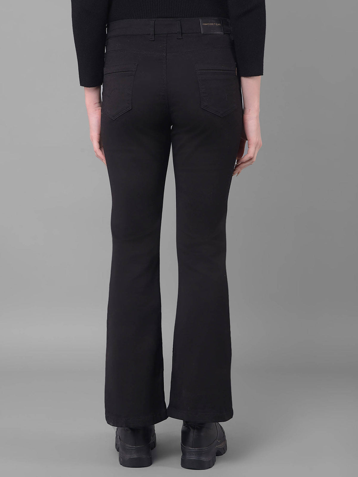Solid Black Bootcut Jeans for Women | BT10 - view 7