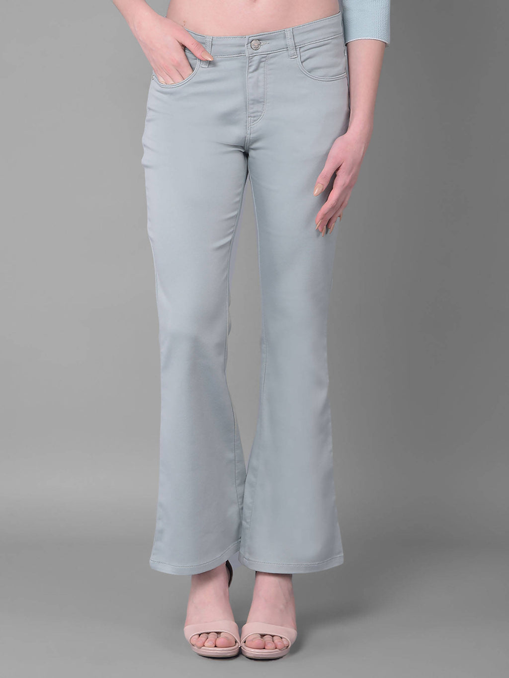 Solid Grey Bootcut Jeans for Women | BT10 - view 1