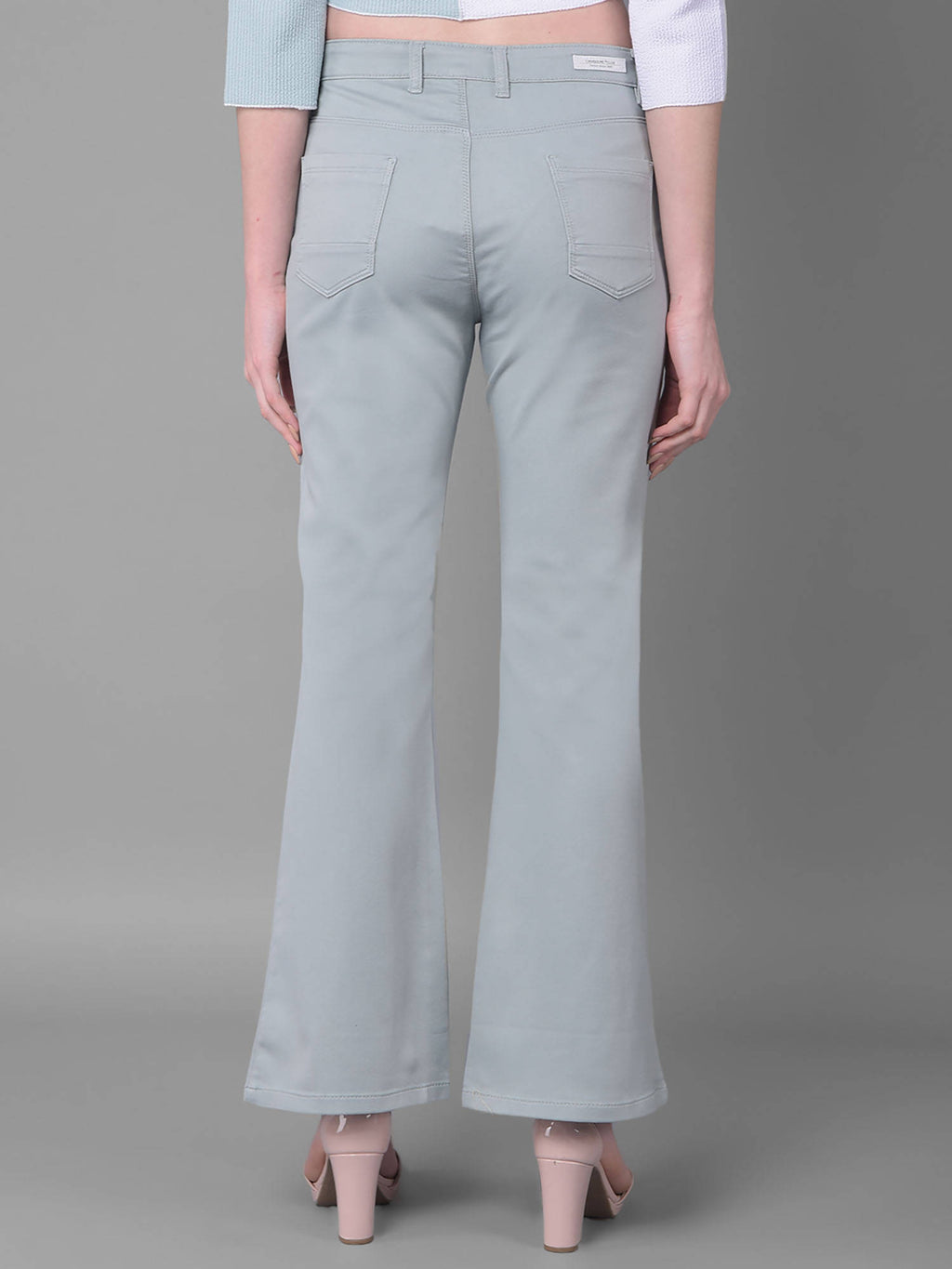 Solid Grey Bootcut Jeans for Women | BT10 - view 3