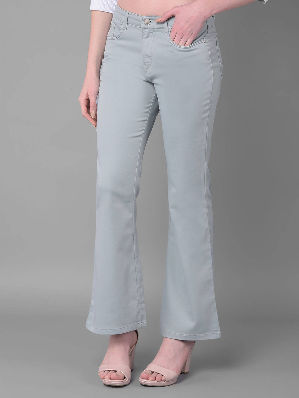 Solid Grey Bootcut Jeans for Women | BT10 - view 5