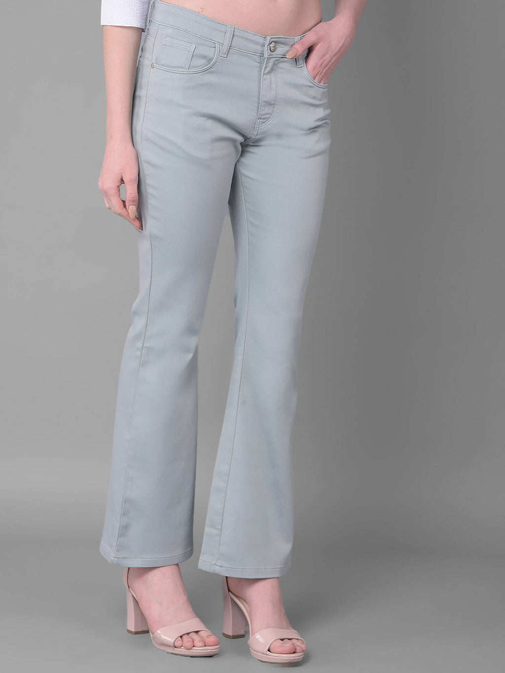 Solid Grey Bootcut Jeans for Women | BT10 - view 6