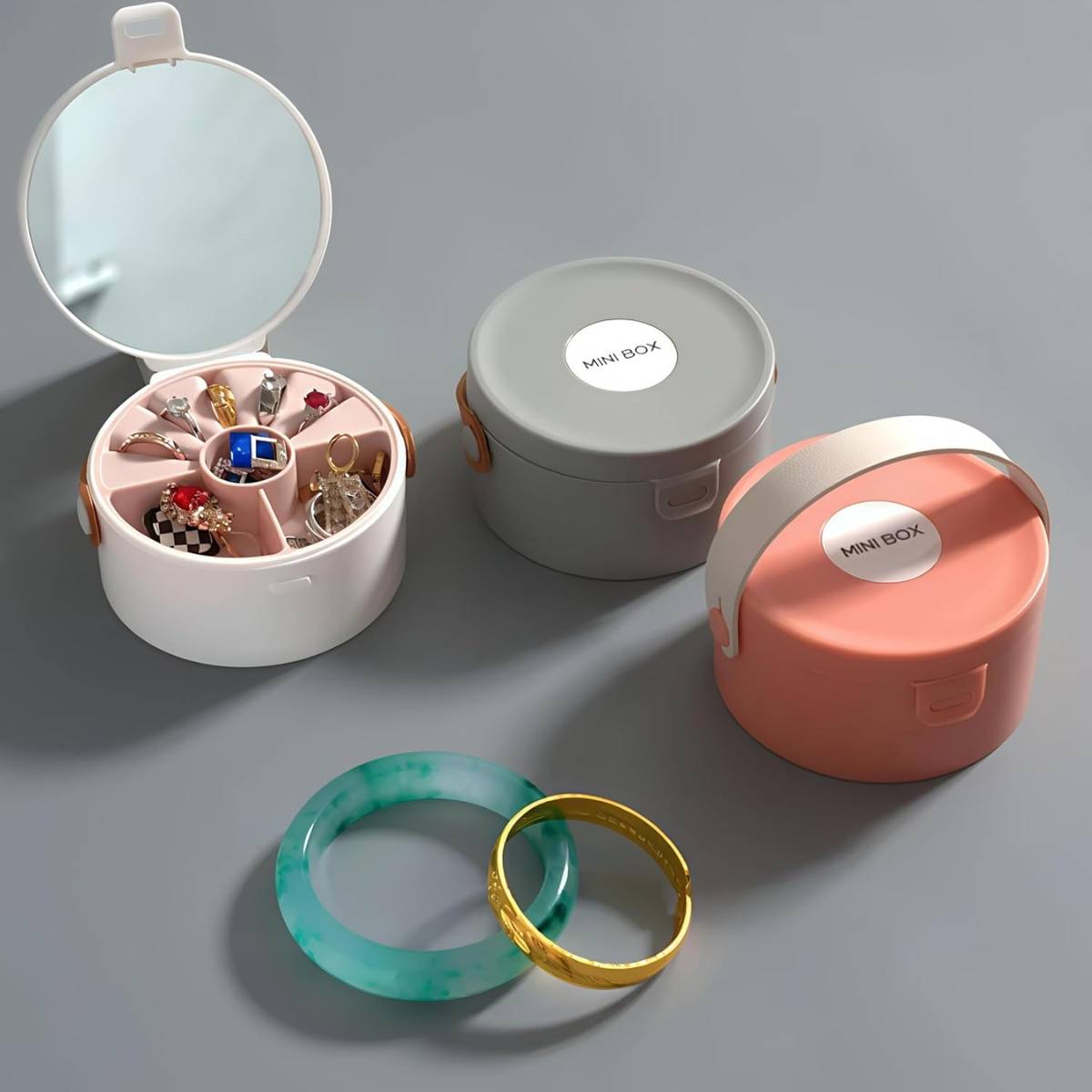 Mini Jewellery Box Organiser Bag Travel Accessories Pouch Storage Kit Portable Mirror Case | T32 - view 3