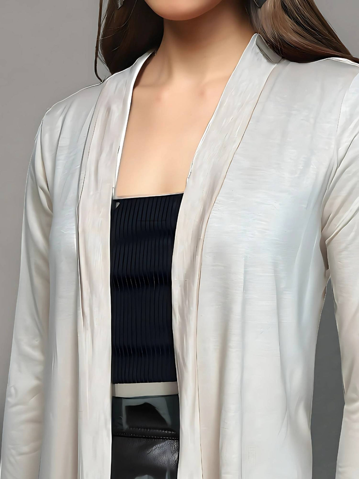 Beige Open Front Lightweight Shrug | JC78 - view 4