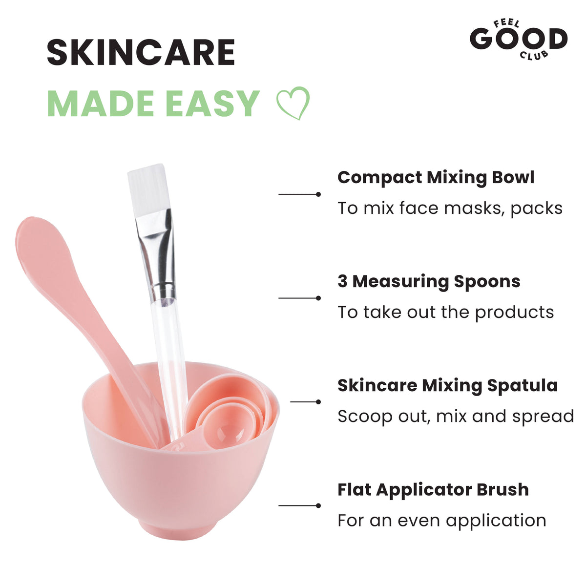 Skincare Mixing Set - 1 Bowl 3 Mini Spoons 1 Spatula & 1 Brush For Face Packs & Masks | T32 - view 2