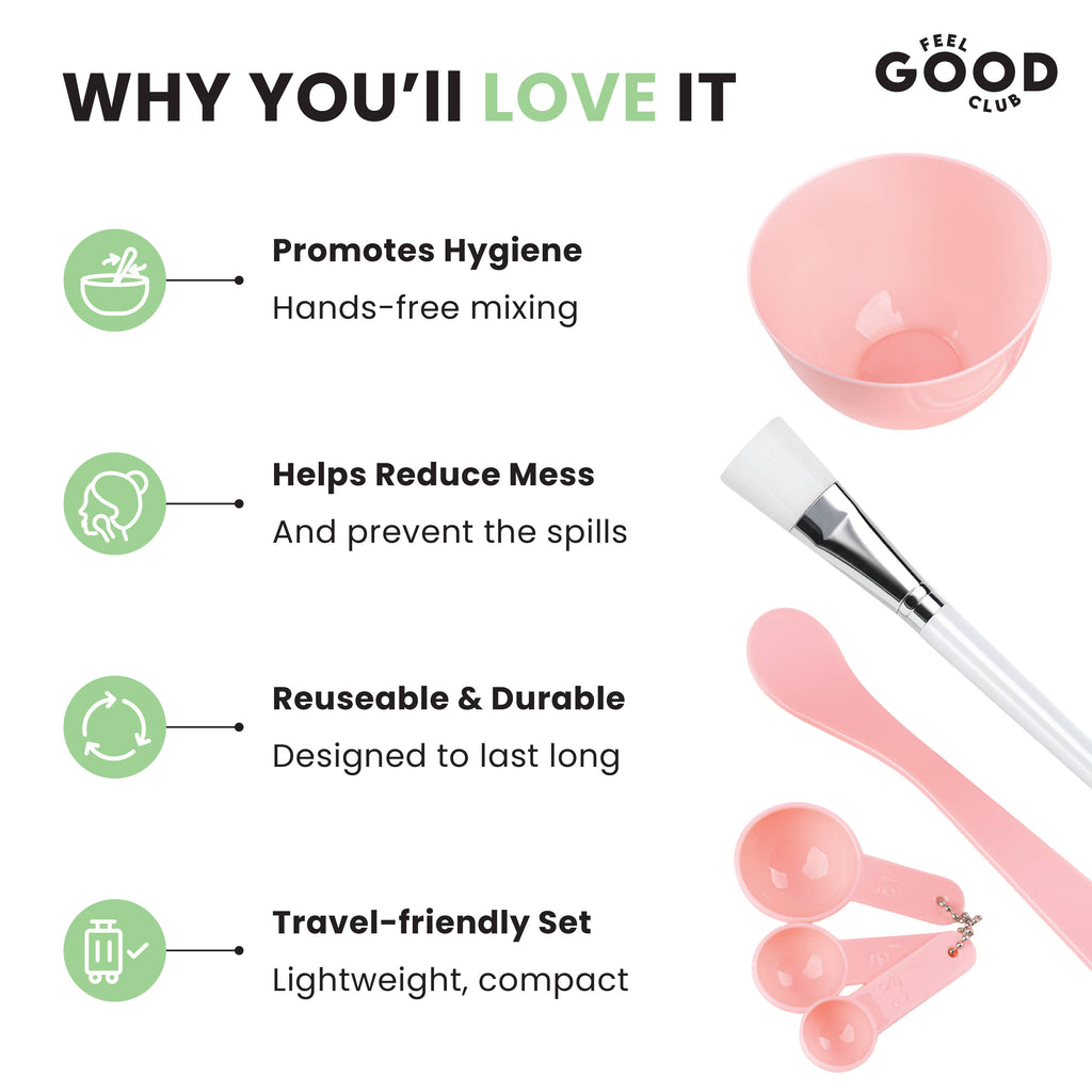 Skincare Mixing Set - 1 Bowl 3 Mini Spoons 1 Spatula & 1 Brush For Face Packs & Masks | T32 - view 3