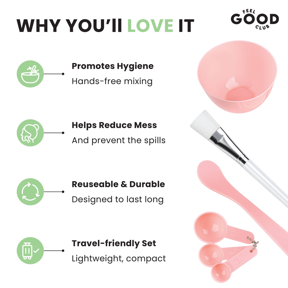 Skincare Mixing Set - 1 Bowl 3 Mini Spoons 1 Spatula & 1 Brush For Face Packs & Masks | T32 - view 3