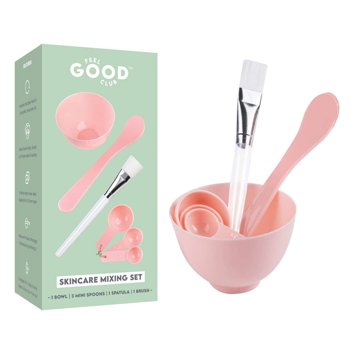 Skincare Mixing Set - 1 Bowl 3 Mini Spoons 1 Spatula & 1 Brush For Face Packs & Masks | T32 - view 12