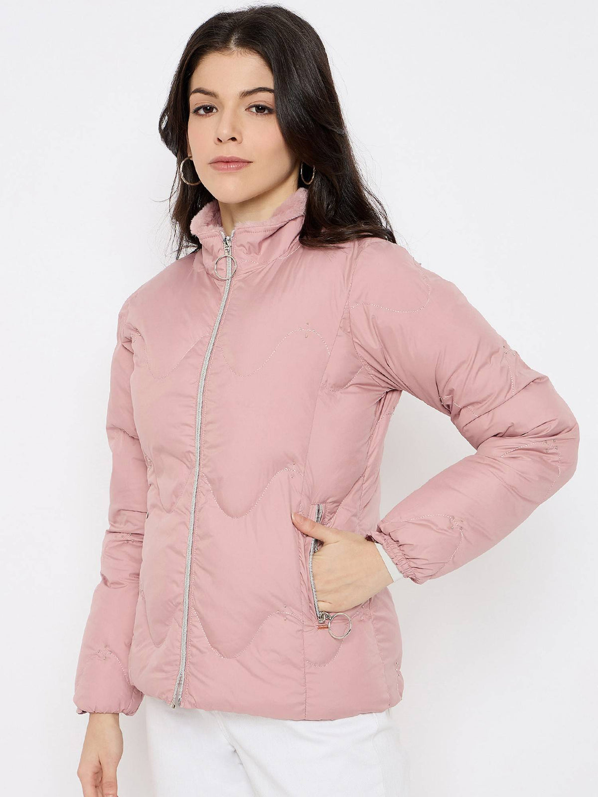 Mauve Stardust Women Full Sleeve Quilted Jacket | JC78 - view 3