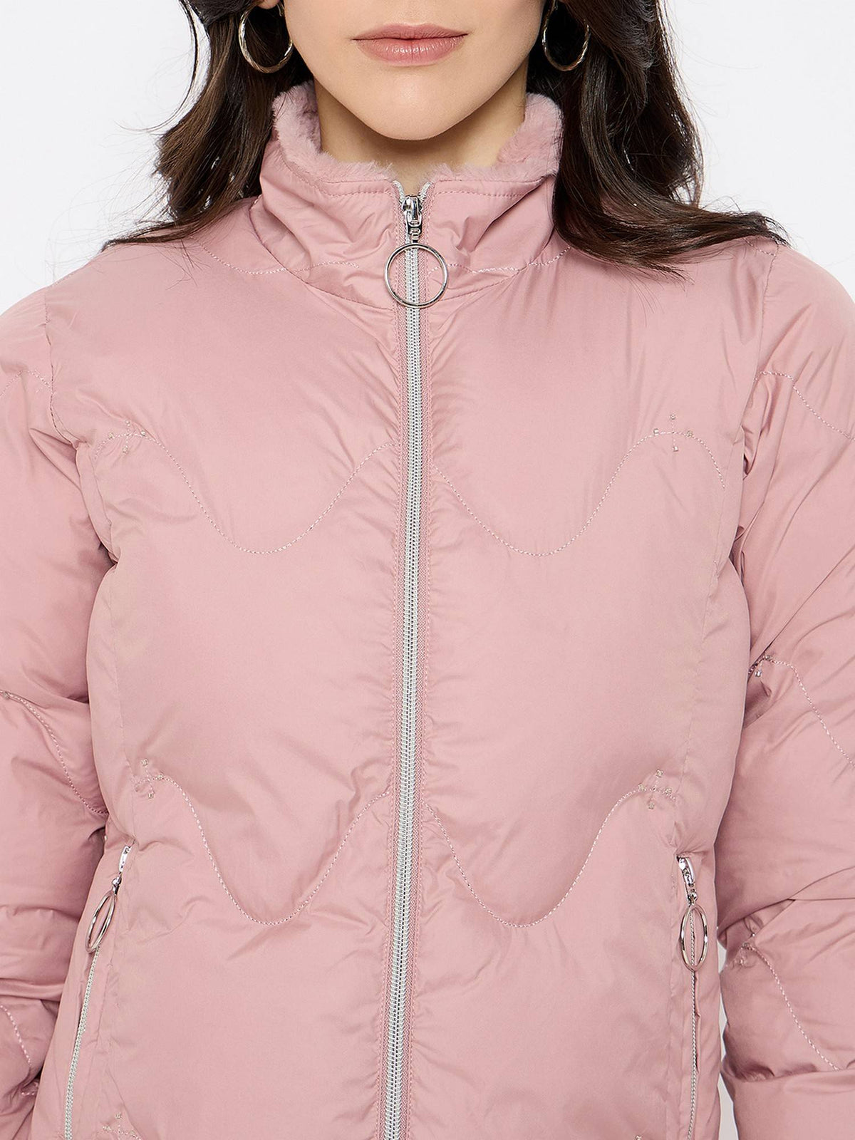 Mauve Stardust Women Full Sleeve Quilted Jacket | JC78 - view 4