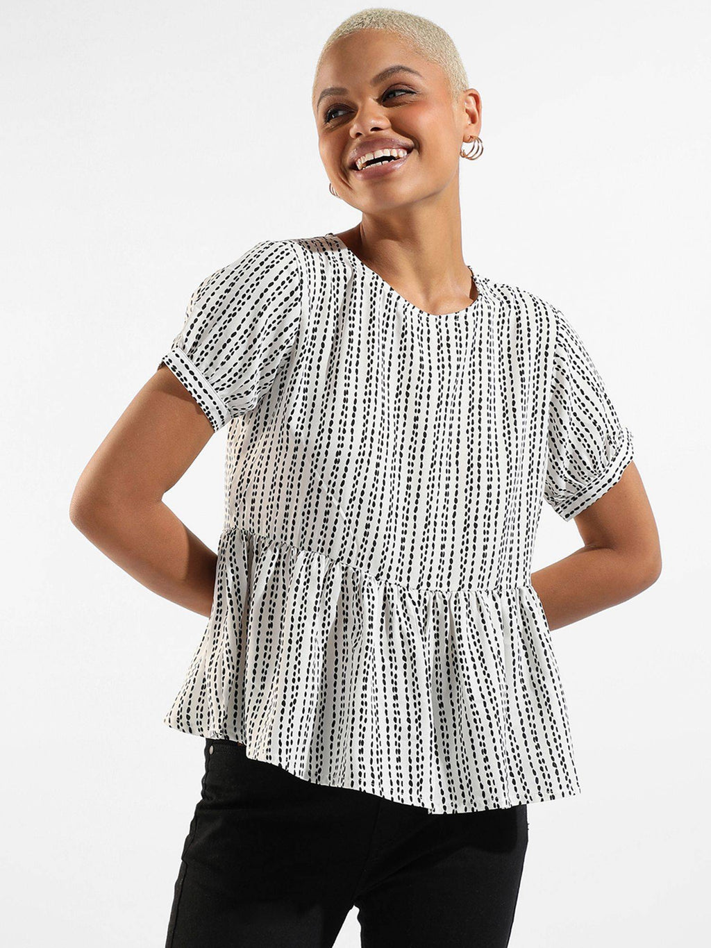 Womens Printed Regular Fit Peplum Top | pt51 - view 1