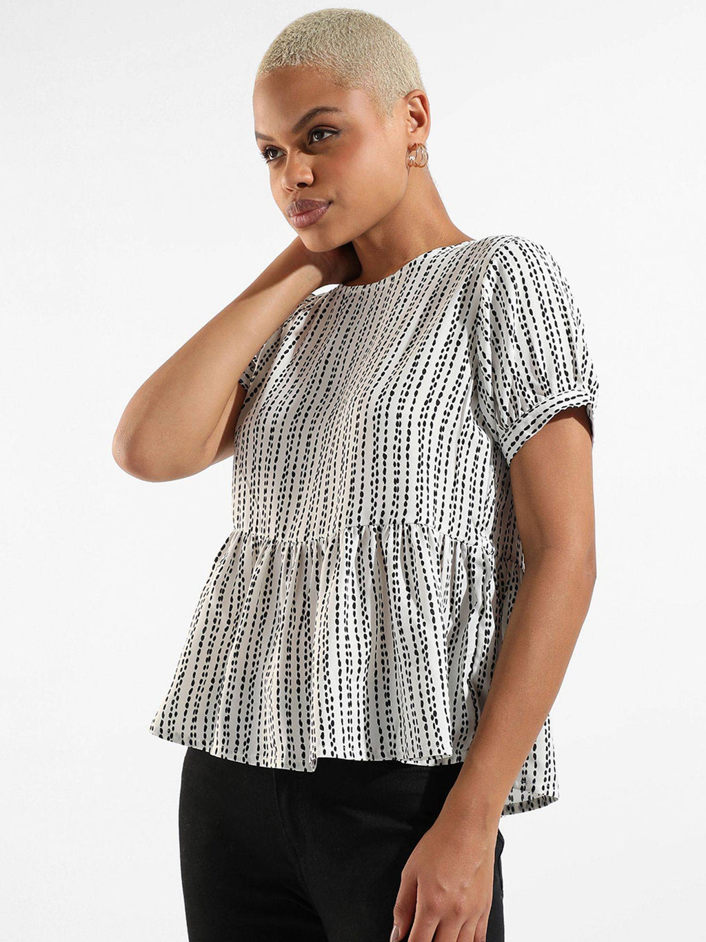 Womens Printed Regular Fit Peplum Top | pt51 - view 3