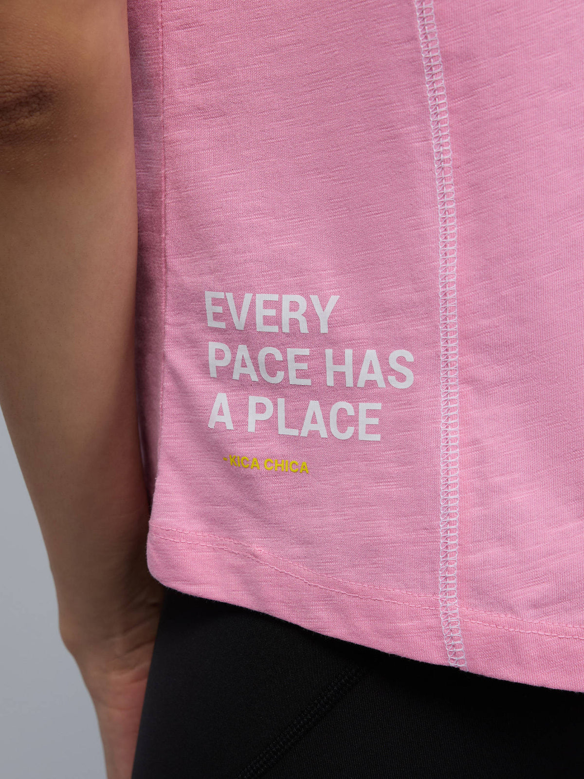 100% Cotton Textured T-Shirt with Sporty Contrast Stitching for Workout to Weekend KIC040 Pink | TS56 - view 4