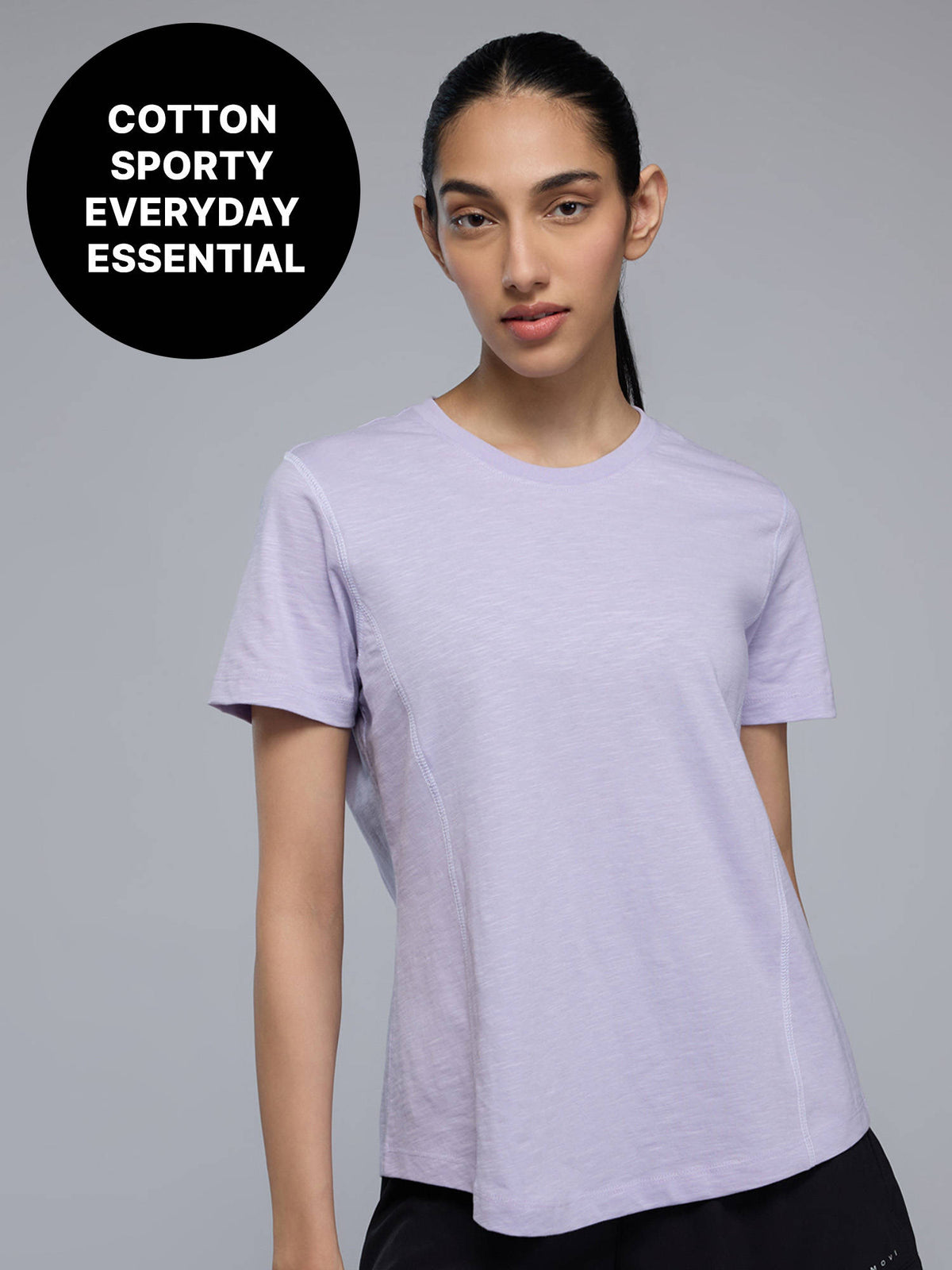 100% Cotton Textured T-Shirt with Sporty Contrast Stitching for Workout to Weekend KIC040 Pink | TS56 - view 15