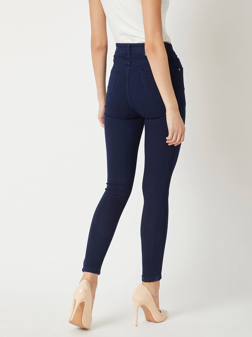 Navy Blue Skinny Fit High Rise Stretchable Denim Jeans | BG78 - view 4