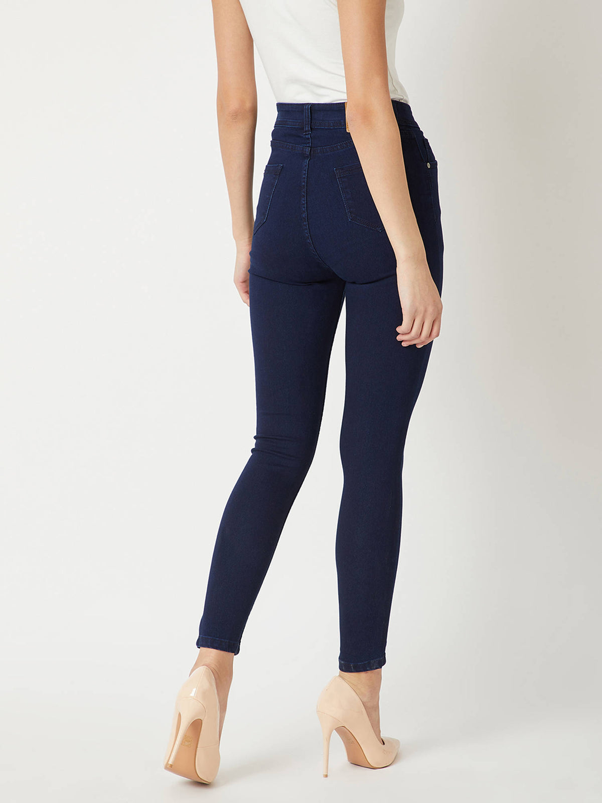 Navy Blue Skinny Fit High Rise Stretchable Denim Jeans | BG78 - view 4