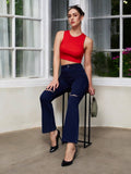 Women Blue Solid Bootcut Fit Jeans | BT10 - view 1
