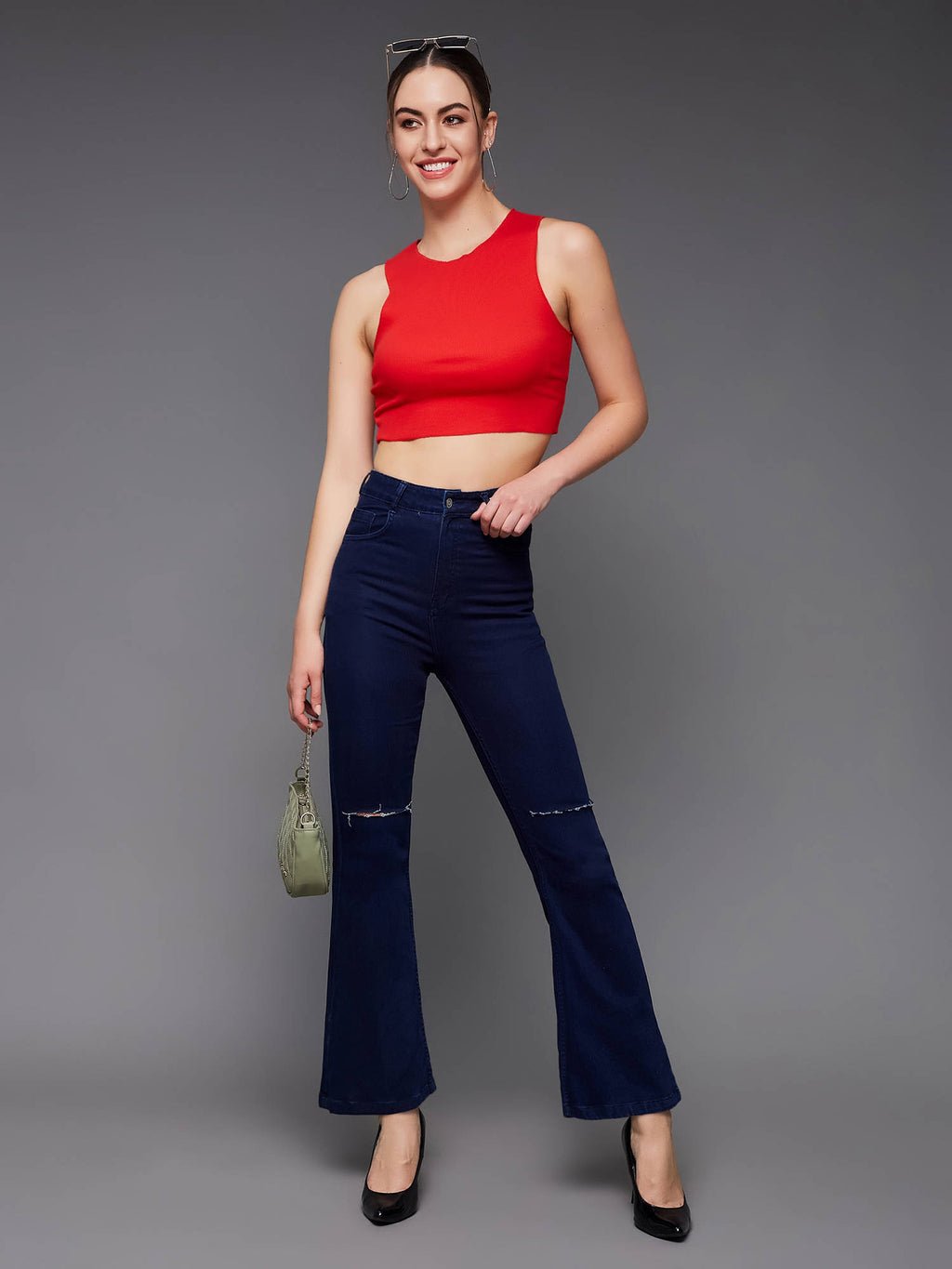 Women Blue Solid Bootcut Fit Jeans | BT10 - view 3