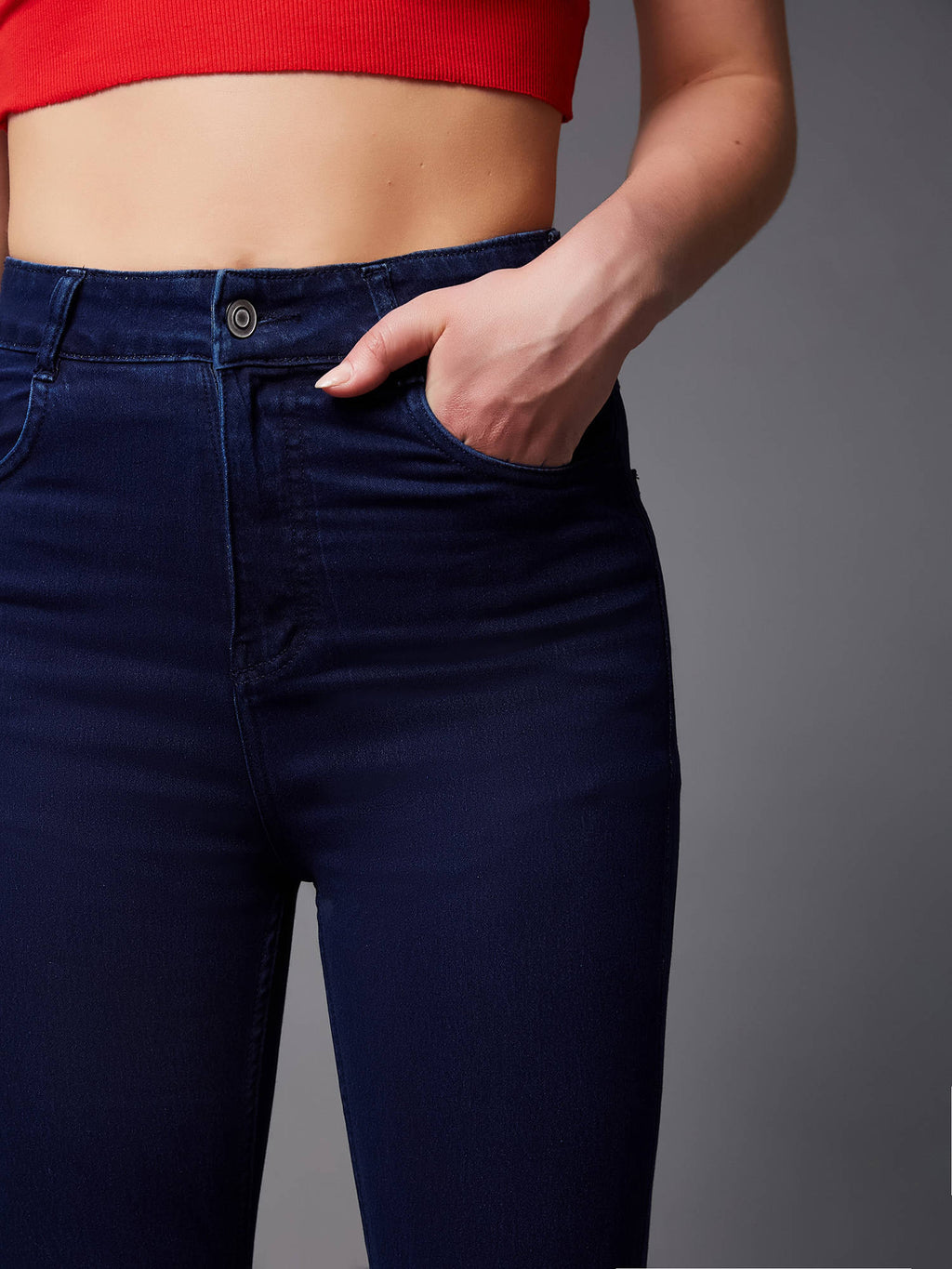 Women Blue Solid Bootcut Fit Jeans | BT10 - view 6