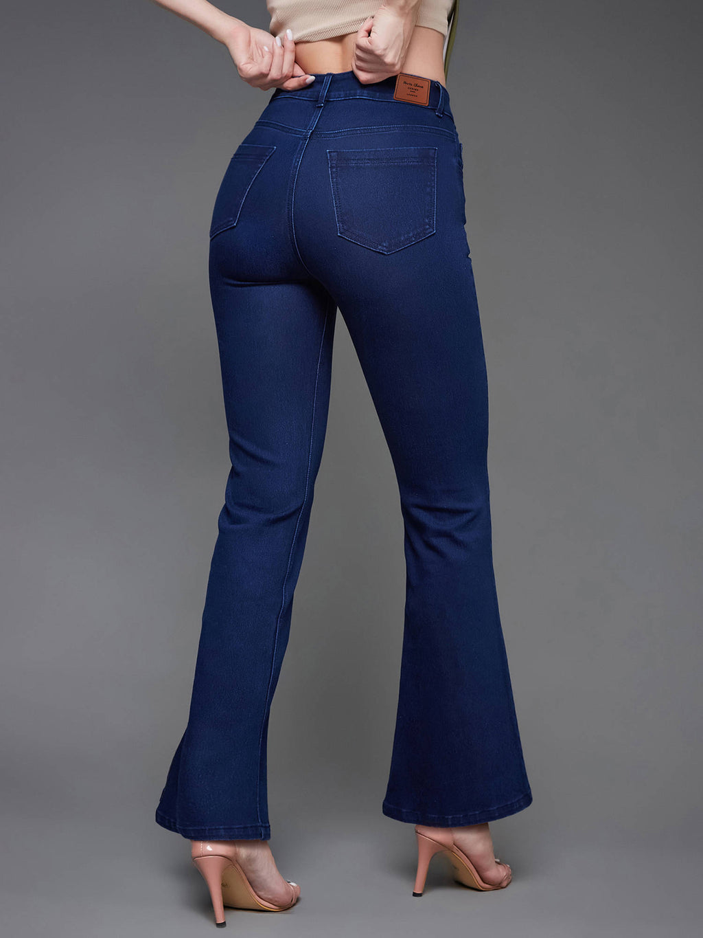 Women Navy Blue Solid Bootcut Fit Jeans | BT10 - view 4