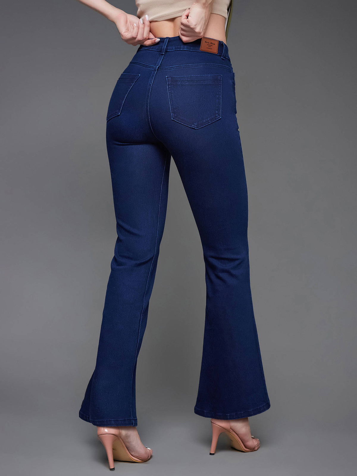 Women Navy Blue Solid Bootcut Fit Jeans | BT10 - view 4