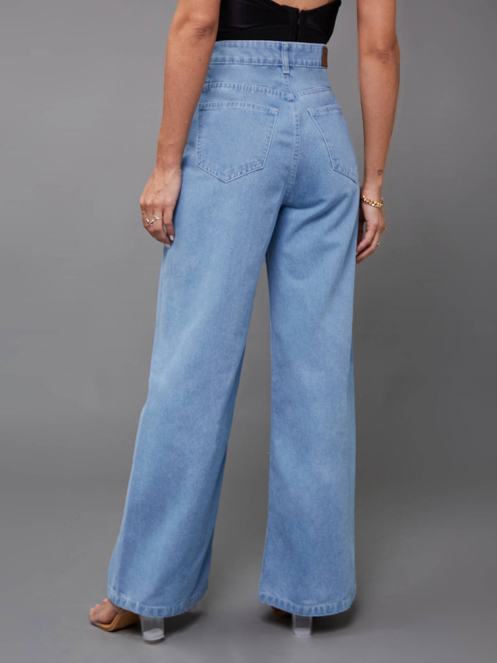 Women Black Solid Regular Fit Jeans | ST23 - view 10