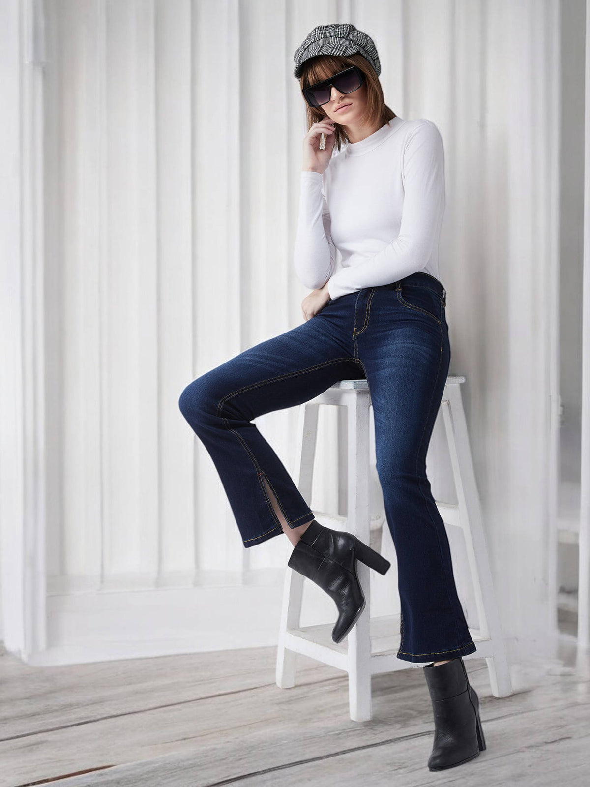 Women Blue Solid Bootcut Fit Jeans | BT10 - view 1
