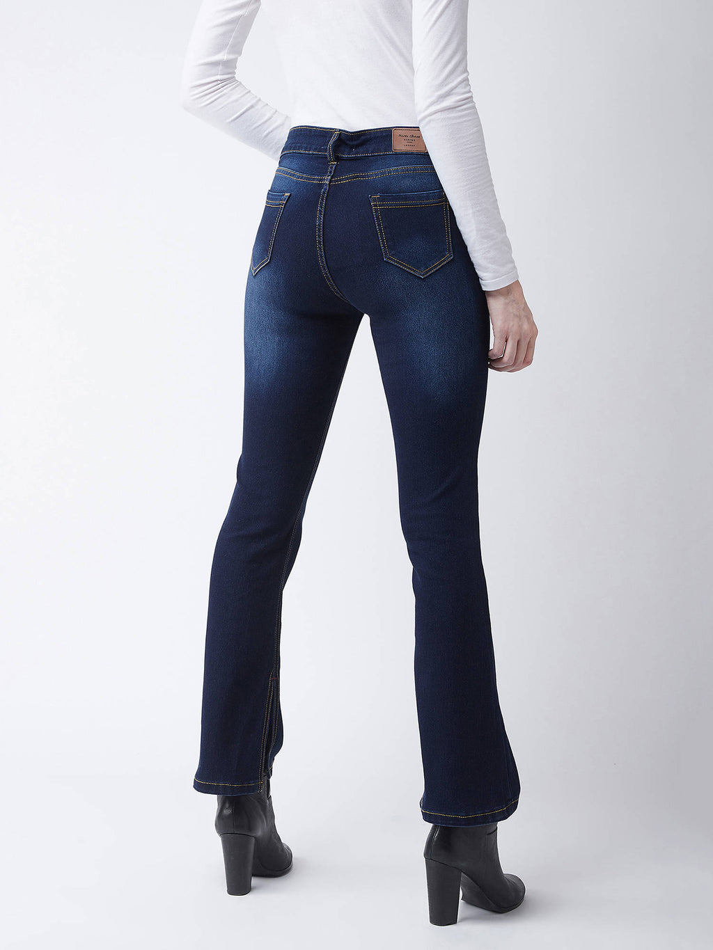 Women Blue Solid Bootcut Fit Jeans | BT10 - view 4