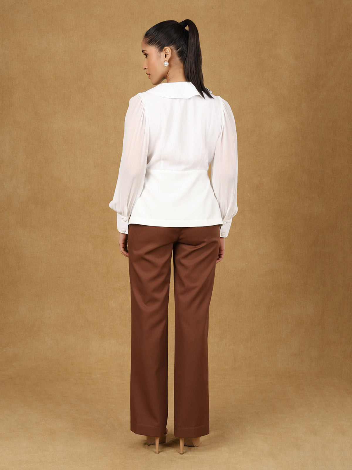 Women White Full Sleeves Peplum Top | pt51 - view 5