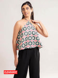 Pink Printed Halter Neck Crop Top | CT61 - view 1