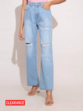 Cindy Ice Wash Wide Leg Ripped Denim | WL90 - view 1