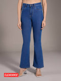 Britney Blue Solid Mid Waist Bootcut Denims | BT10 - view 1