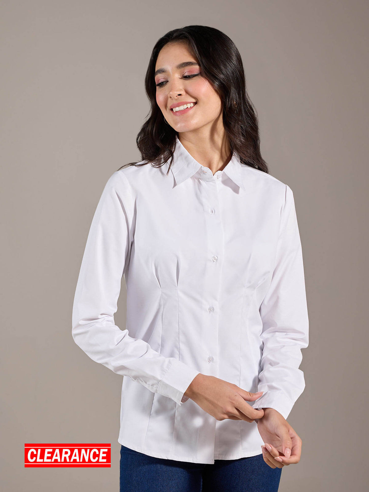 White Solid Pointed Collar Shirt | S67 - view 1