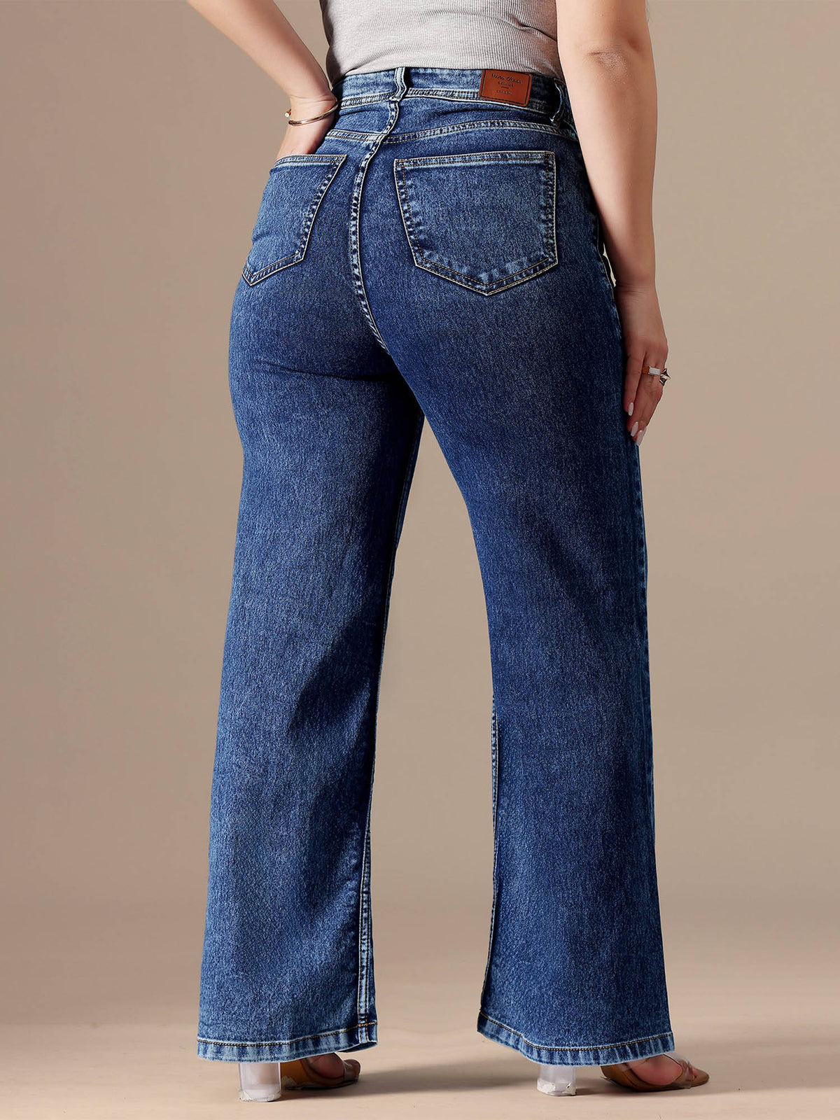 A+ Curve Collection Plus Size Women's Blue Solid Regular Fit Jeans | ST23 - view 4