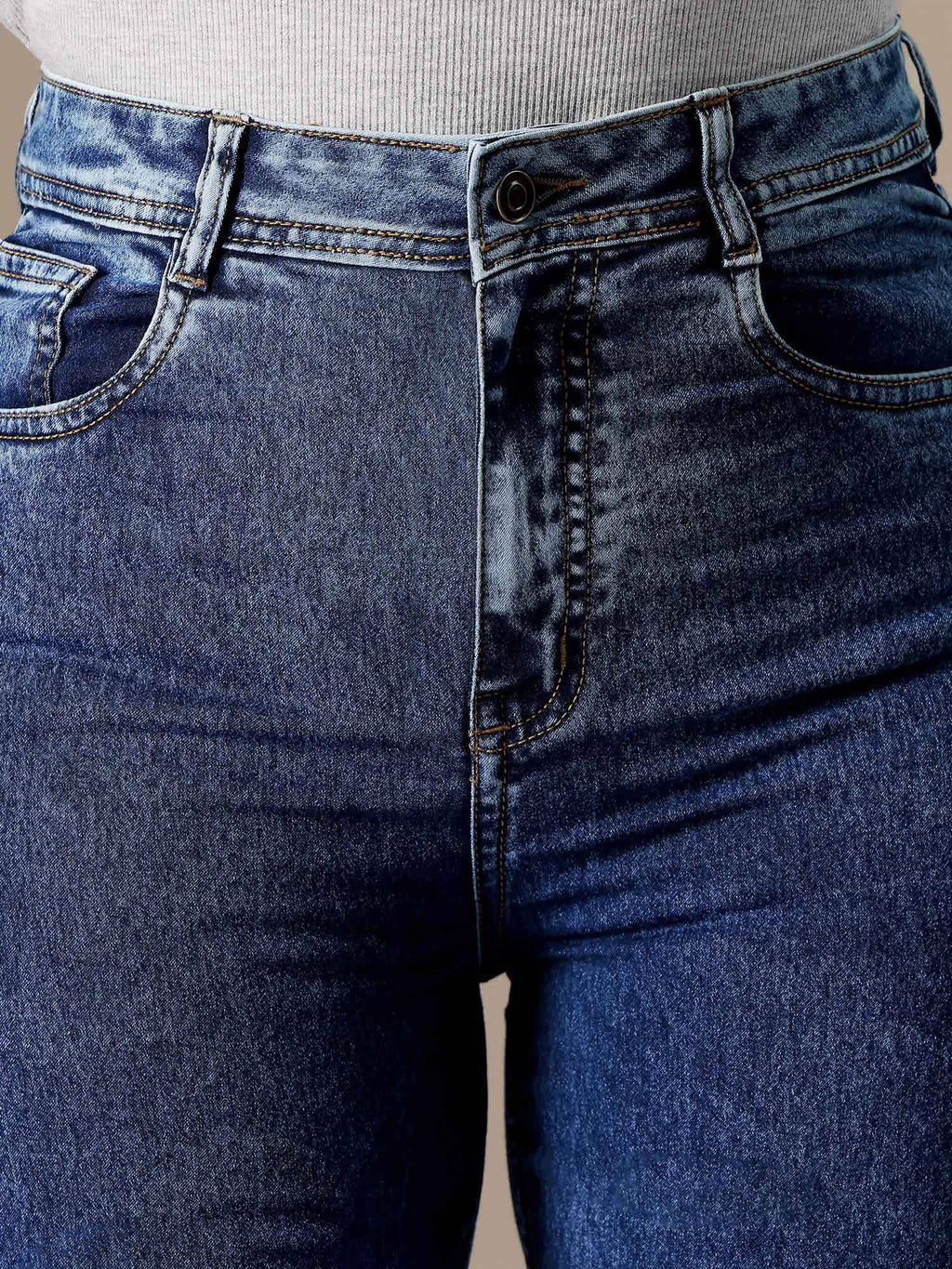 A+ Curve Collection Plus Size Women's Blue Solid Regular Fit Jeans | ST23 - view 5