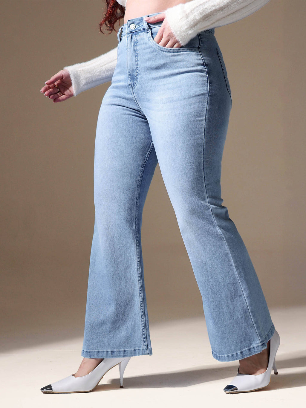 A+ Curve Collection Plus Size Women's Blue Solid Regular Fit Jeans | BT10 - view 2