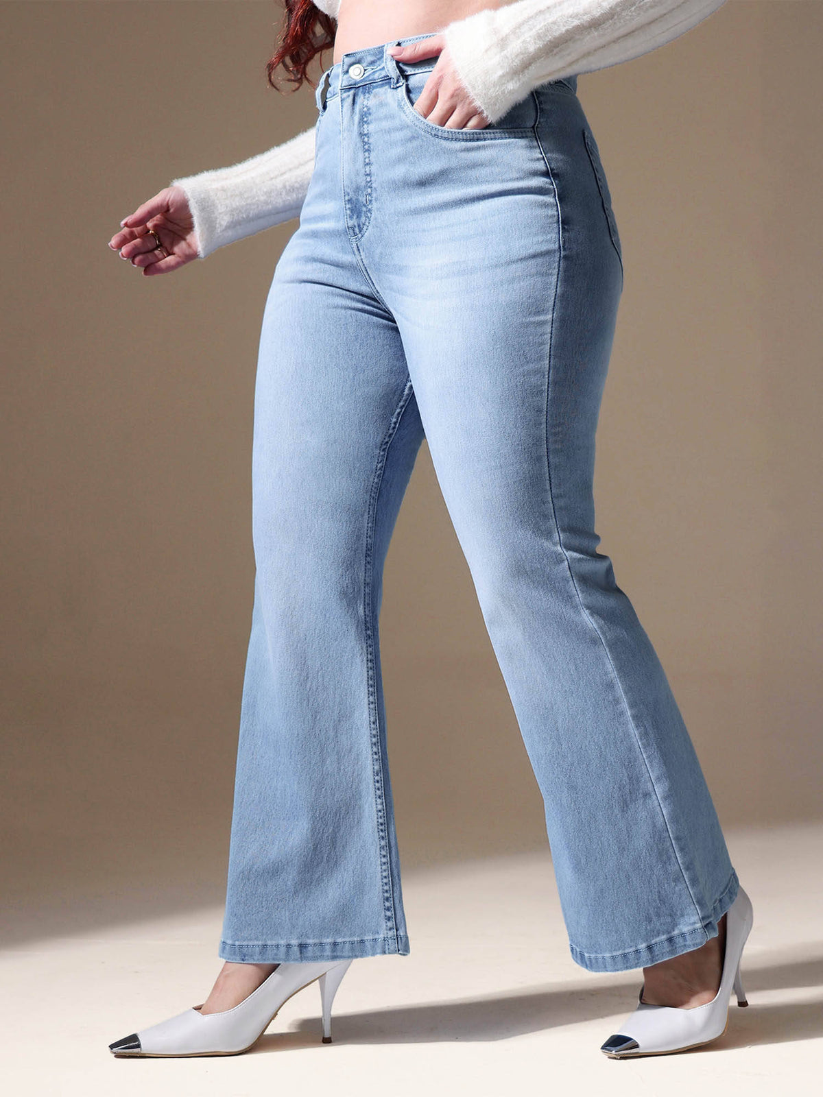 A+ Curve Collection Plus Size Women's Blue Solid Regular Fit Jeans | BT10 - view 2