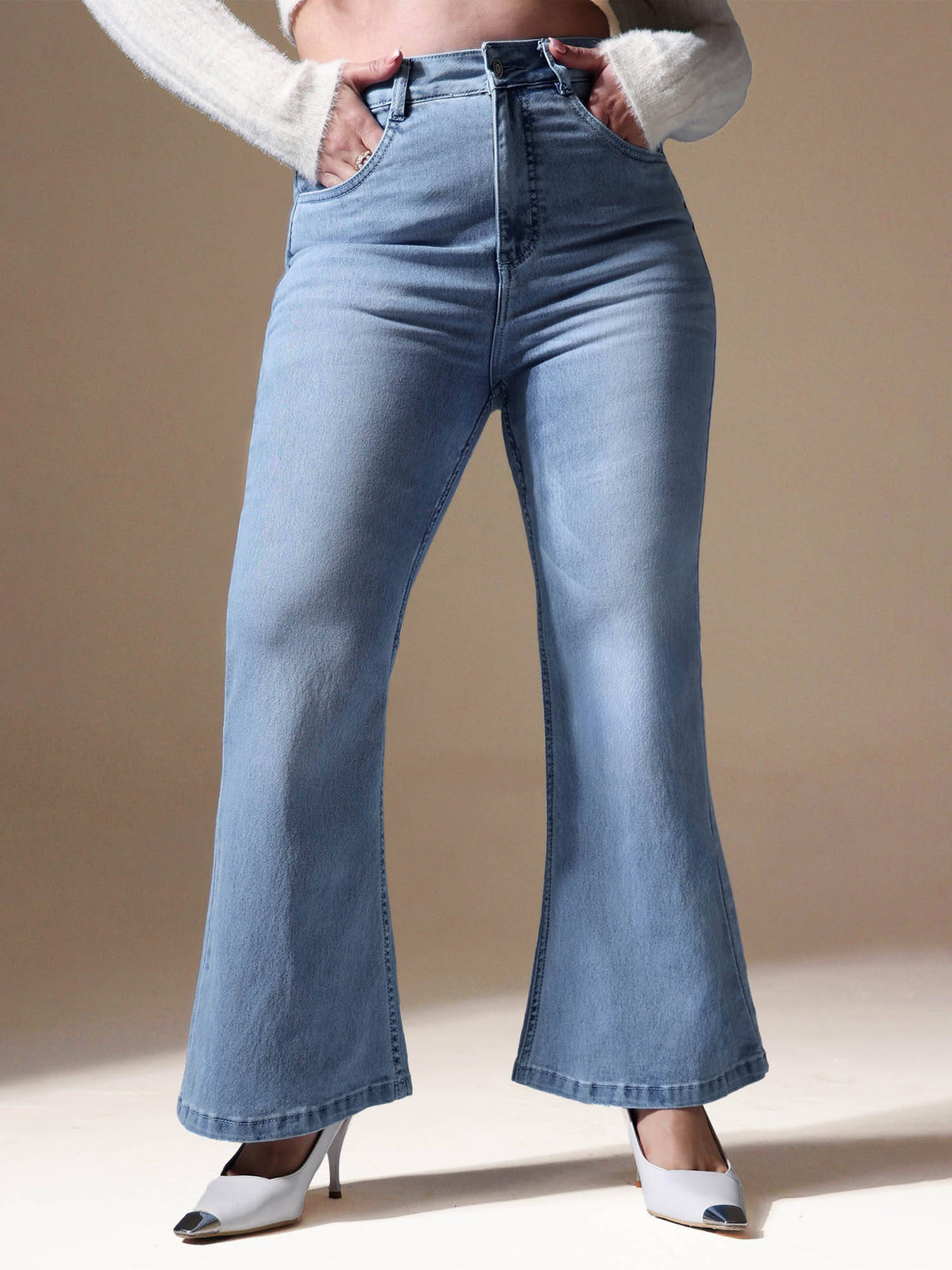 A+ Curve Collection Plus Size Women's Blue Solid Regular Fit Jeans | BT10 - view 4