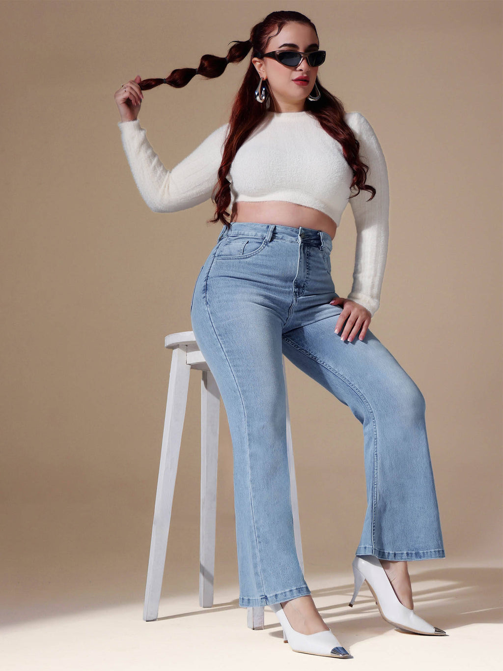 A+ Curve Collection Plus Size Women's Blue Solid Regular Fit Jeans | BT10 - view 8
