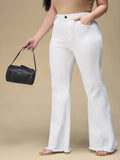 A+ Curve Collection Plus Size Women's White Solid Bootcut Fit Jeans | BT10 - view 1