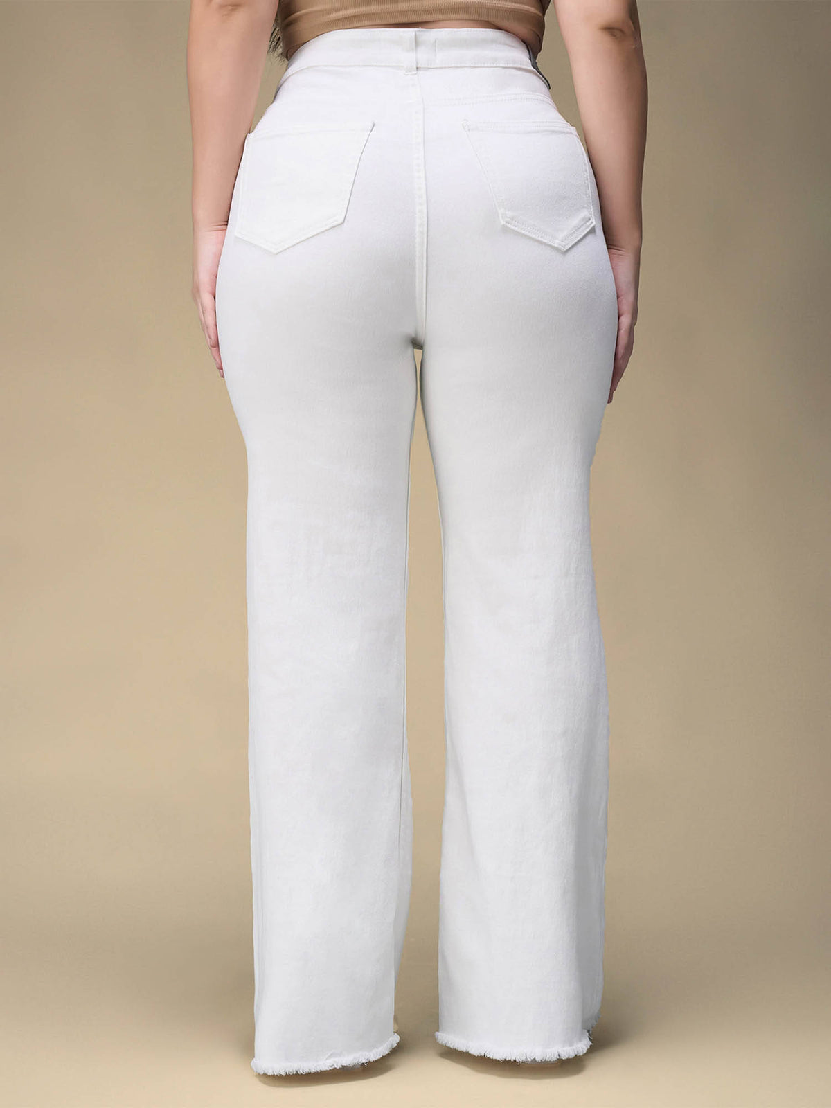 A+ Curve Collection Plus Size Women's White Solid Bootcut Fit Jeans | BT10 - view 4