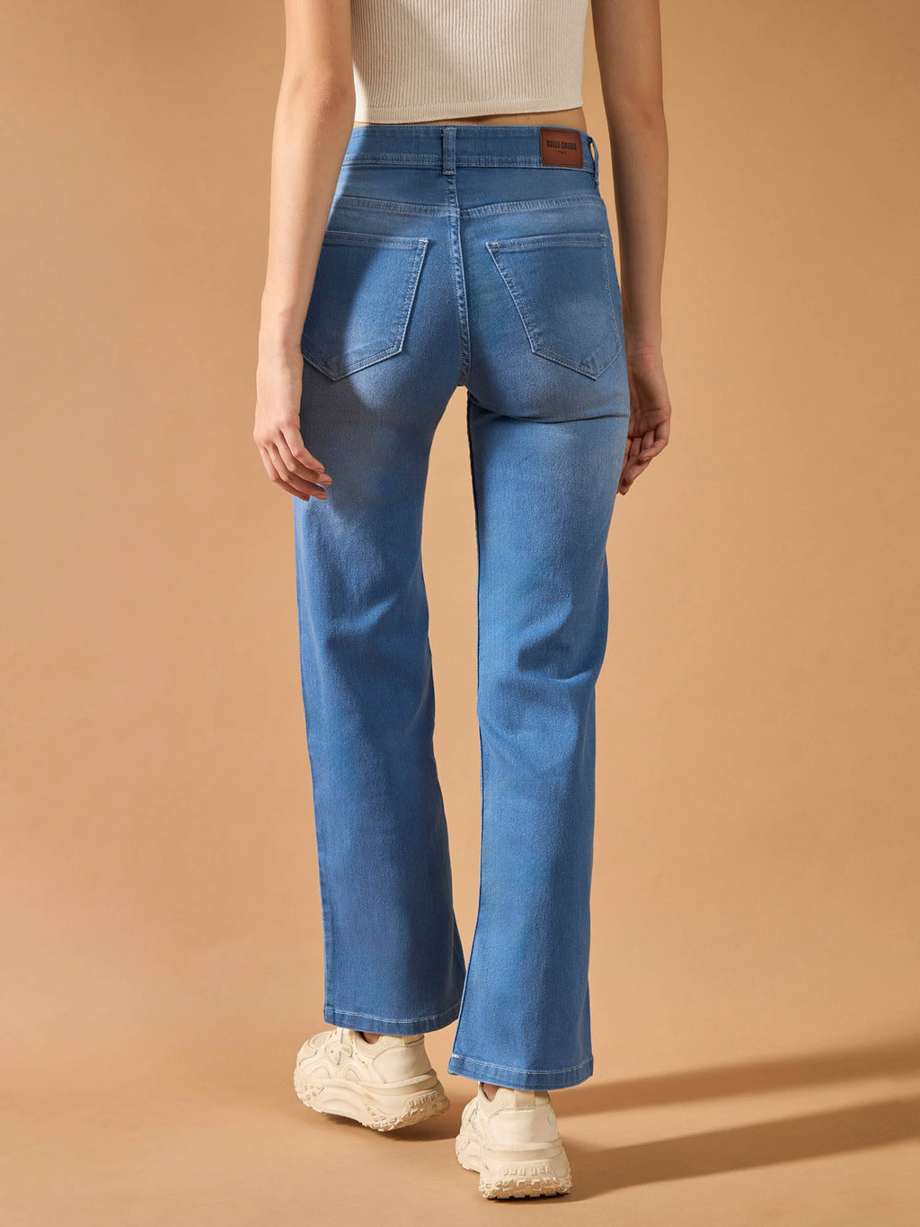 Women's Blue Solid Regular Fit Jeans | ST23 - view 4