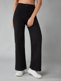 Women's Black Solid Regular Fit Jeans | ST23 - view 1