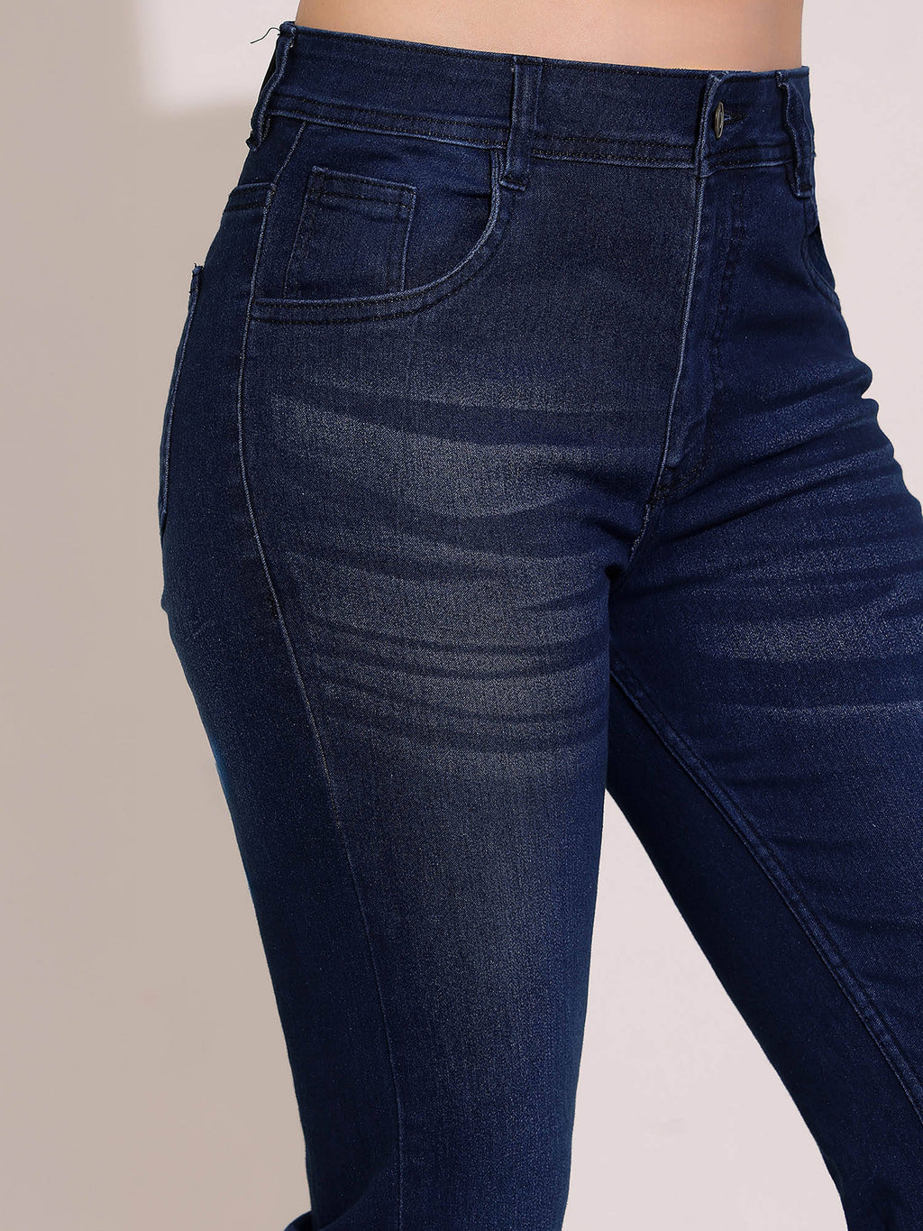Women's Navy Blue Solid Regular Fit Jeans | BT10 - view 5