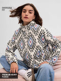 White Printed Oversized Fit Jacket | JC78 - view 1