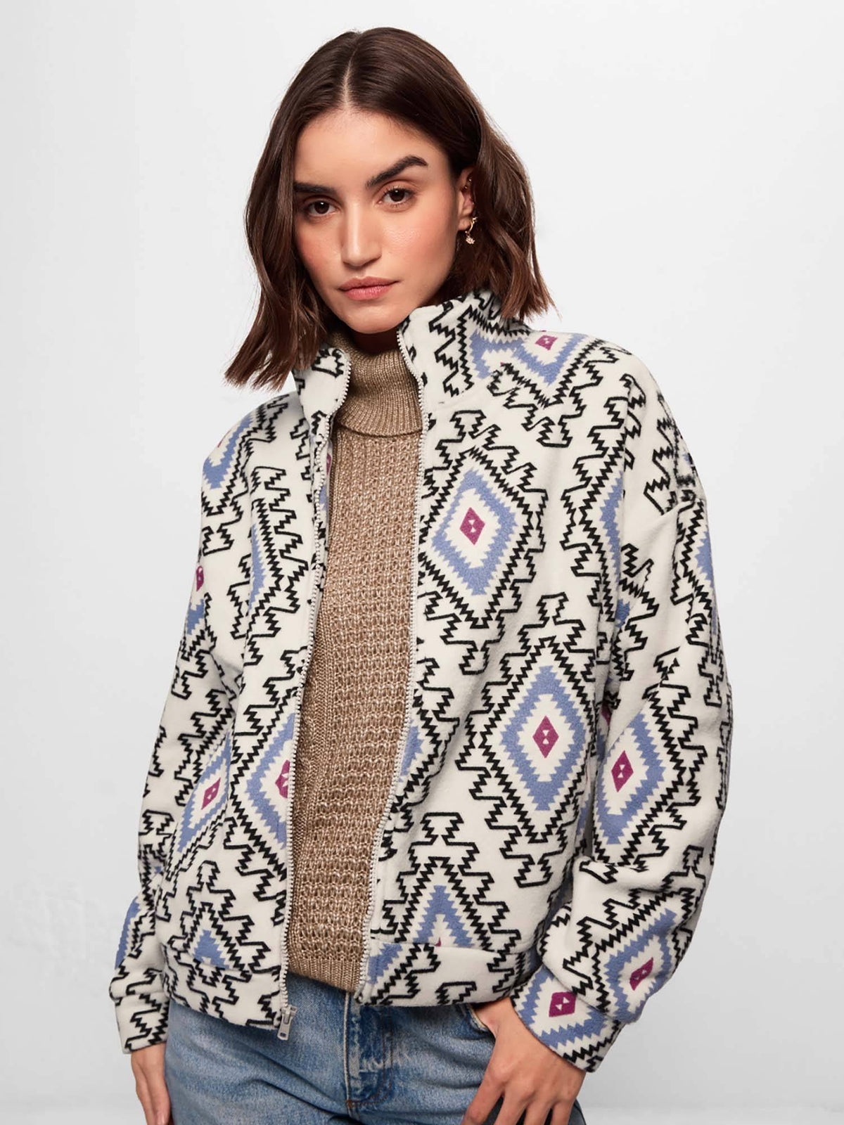 White Printed Oversized Fit Jacket | JC78 - view 3