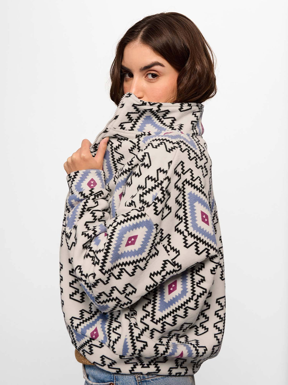 White Printed Oversized Fit Jacket | JC78 - view 5